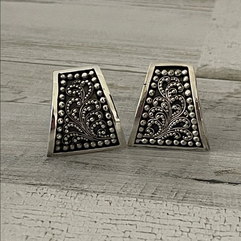 Lois Hill Sterling Silver Bali Scroll Clip Earrings
